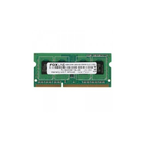 Оперативная память Foxline 4 ГБ DDR3L SODIMM CL11 FL1600D3S11SL-4G оперативная память foxline 2 гб ddr3l 1600 мгц sodimm cl11 fl1600d3s11sl 2g