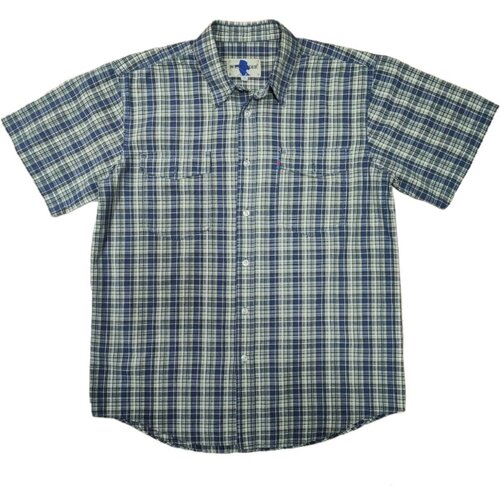 Мужская рубашка с коротким рукавом из хлопка, размер 48 ворот 39-40