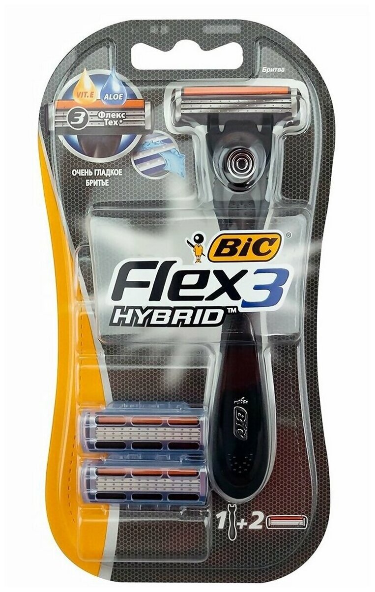 BIC Станок бритвенный Flex 3 Hybrid Sensitive + 2 кассеты /