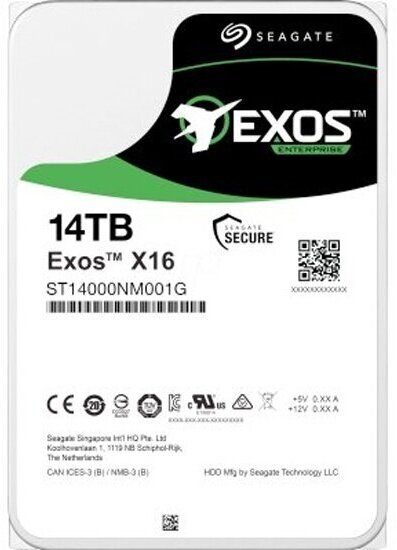 Жесткий диск Seagate Exos X16 enterprise ST14000NM001G 3.5" 14.0Tb SATA 6Gb/s 7200rpm 256MB