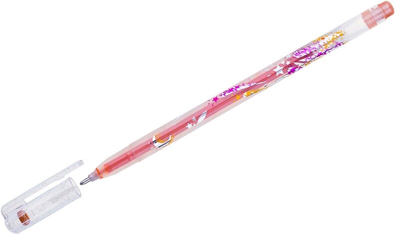 "CROWN" Ручка гелевая "Glitter Metal Jell" MTJ-500GLS(D) 1 мм MTJ-500GLS(D) с блестками цвет чернил: оранжевый