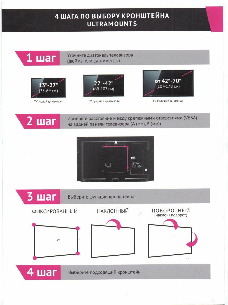 Кронштейн для телевизора Ultramounts черный 32"-55" макс.35кг настенный поворотно-выдвижной и - фото №6