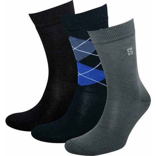 Носки STATUS, 3 пары, размер 25, синий, черный, серый носки status 3 пары размер 25 серый