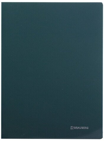 Папка с металлическим скоросшивателем Brauberg Внутренний карман Диагональ, темно-зеленая, до 100 листов, 0,6 мм (221354)