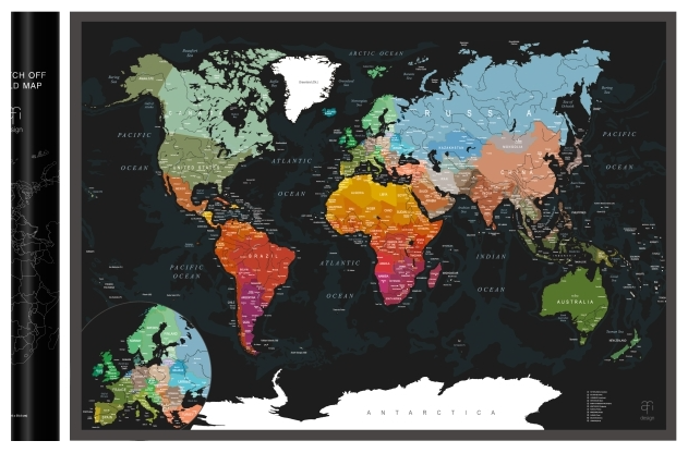 AFI DESIGN Скретч-карта мира Black A1, 60 × 84 см