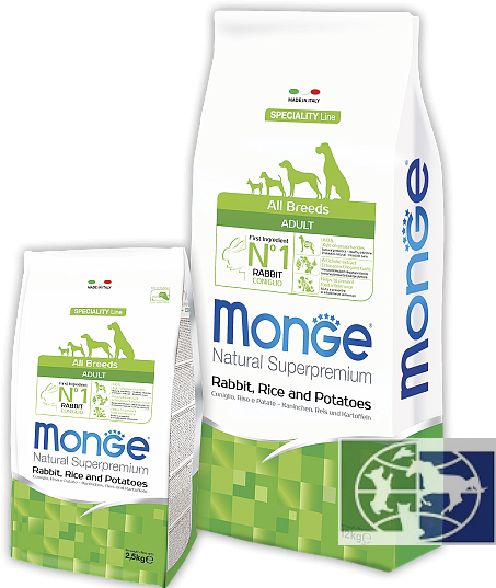 Сухой корм для собак Monge Speciality line, гипоаллергенный, кролик, с ...