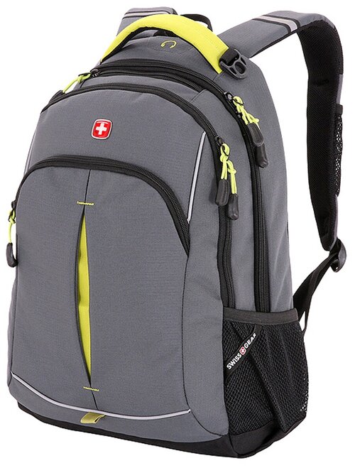 Школьный рюкзак SWISSGEAR, серый/лаймовый, фьюжн/2 мм рипстоп, 32x15x46 см, 22 л