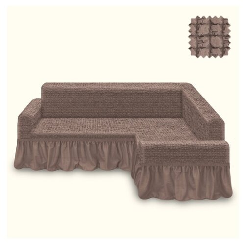 фото Karteks чехол для углового дивана katey цвет: серо-коричневый br21662 (трехместный)