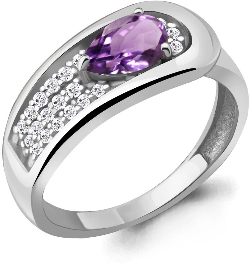 Кольцо Diamant online, серебро, 925 проба, аметист, фианит