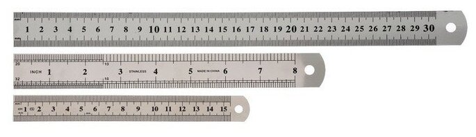 Набор линеек металлических 3 штуки: 15 см, 20 см, 30 см. (1шт.)