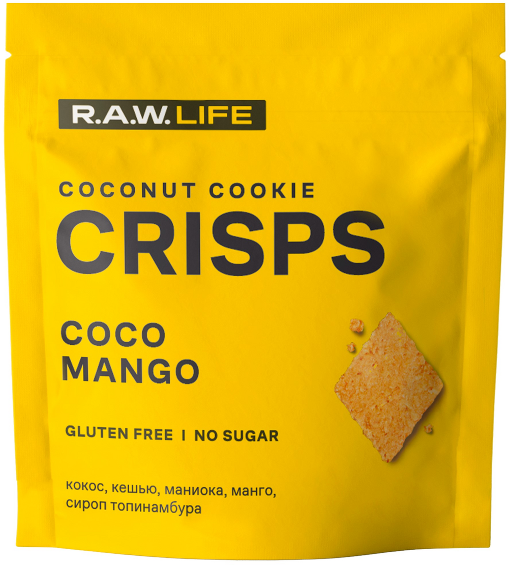 Raw Life Печенье "Crisps Кокос-Манго", 35гр