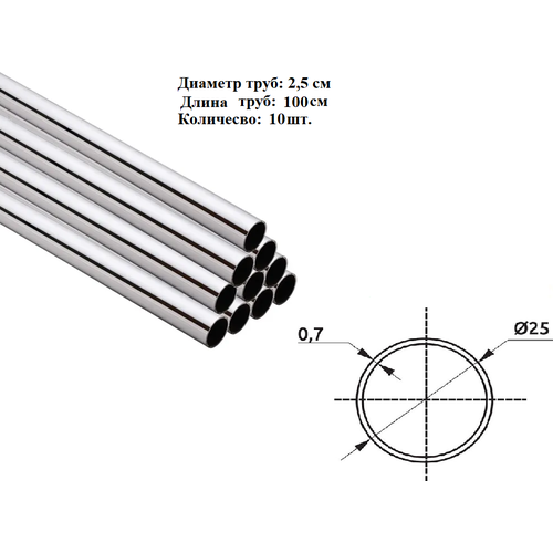 Труба хромированная к системе Джокер Joker 100см d25мм 10шт.