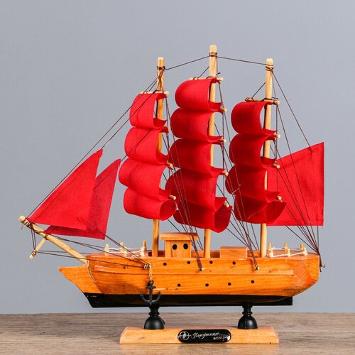 Корабль сувенирный малый «Дакия», борта светлое дерево, паруса алые, 5×23×22 см корабль моделист трехмачтовый барк горх фок 1 350 135037
