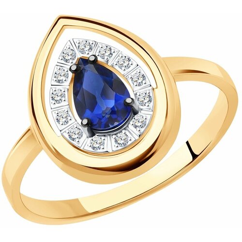 фото Золотое кольцо sokolov 2011205 с бриллиантом и сапфиром diamant-online