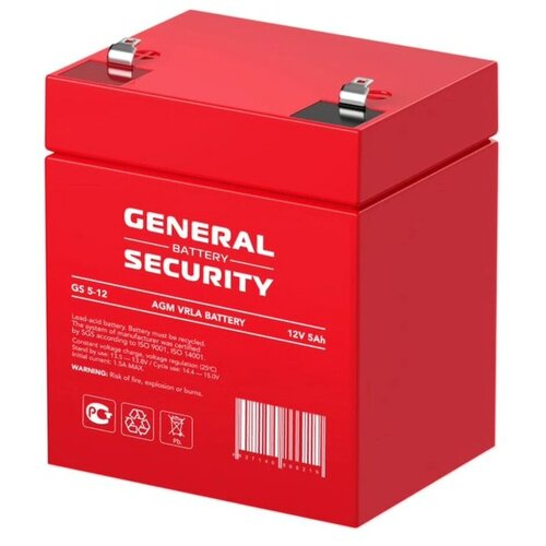 Свинцово-кислотный аккумулятор General Security GS 5-12 (12 В, 5.0 Ач) аккумулятор general security gs 12 6