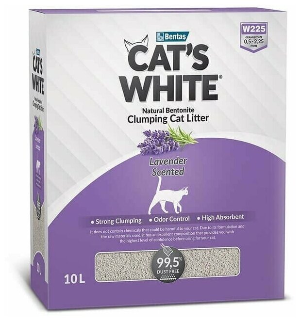 Cat's White BOX Lavender Наполнитель для кошачьего туалета комкующийся с ароматом лаванды 6л (5.1кг) - фотография № 9