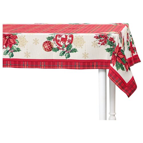 Скатерть прямоугольная Eurotex Новогодняя гирлянда 140х220 см, гобелен, п/к