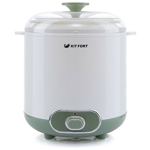 Йогуртница Kitfort КТ-2005, 20 Вт, 1.5 л, 1 ёмкость, пластик, бело-зелёная