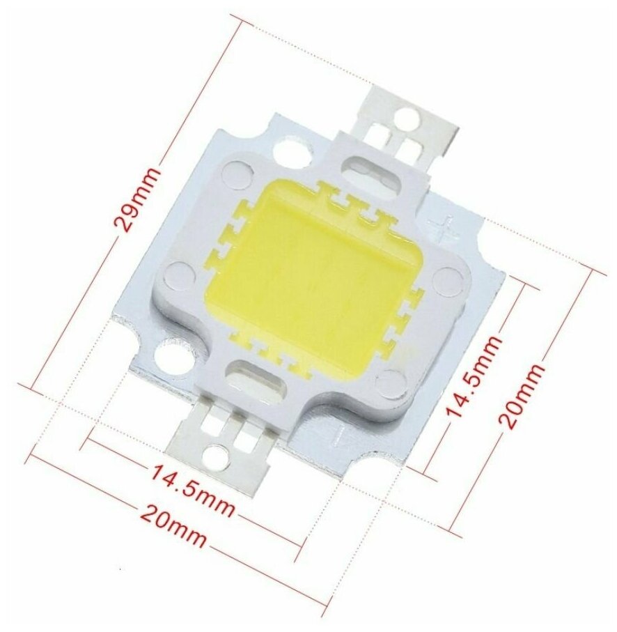 Светодиодные чипы A-Market 10W 10-12V холодный белый (3 шт.) - фотография № 3