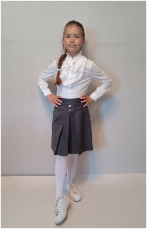 Школьная юбка РУСЬ, размер 134-34, серый