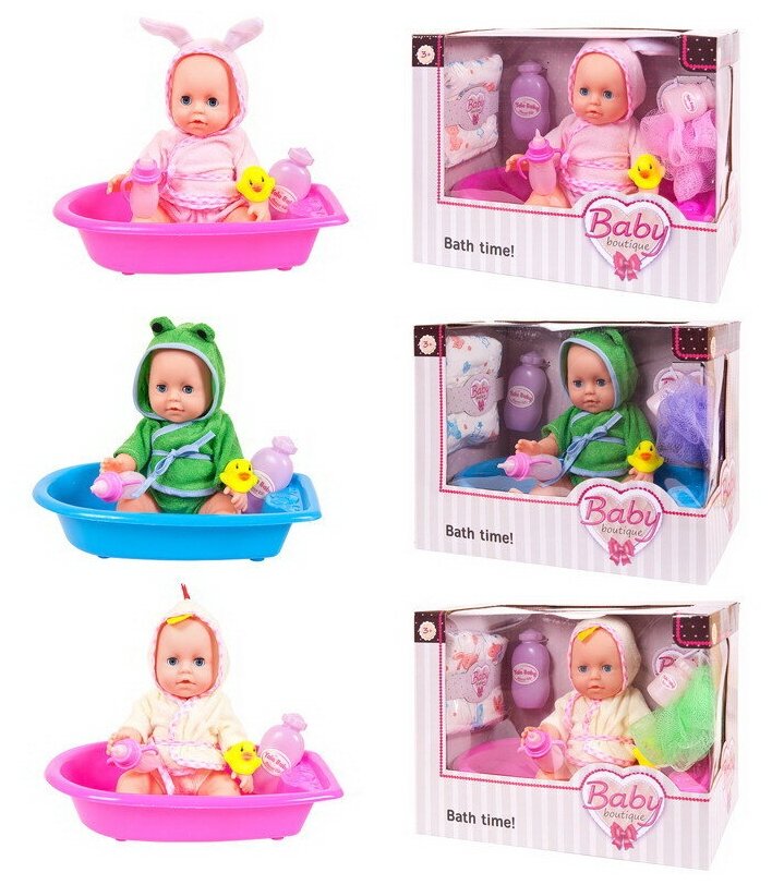 Кукла ABtoys Baby boutique Пупс 25 см, ПВХ, пьет и писает, в ассортименте 3 вида (розовая и голубая) PT-01006пц