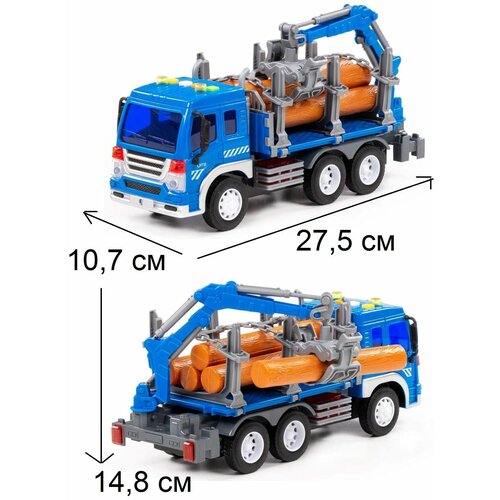 Инерционная машина (со звуком и светом) лесовоз (5 бревен) с краном-манипулятором Сити 27,5 см инерционная машина грузовик с прицепом лесовоз с краном манипулятором сити 49 см свет звук