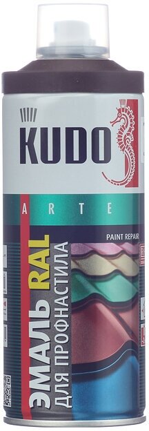Эмаль аэрозольная для металлочерепицы Kudo шоколадно-коричневый полуматовая RAL 8017 520 мл