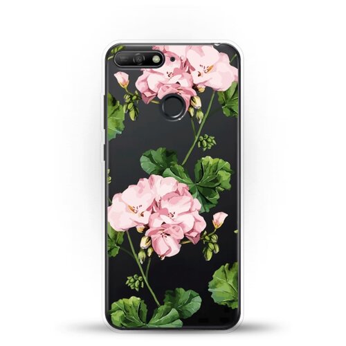 фото Силиконовый чехол розовые цветы на huawei y6 prime (2018) andy & paul
