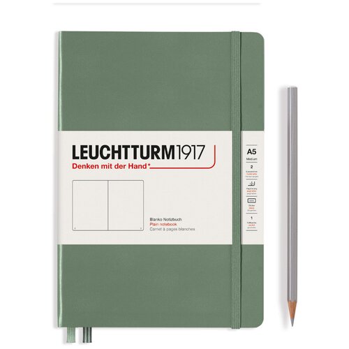 Записная книжка нелинованная Leuchtturm A5 251 стр, твёрдая обложка, оливковый набор стикеров для заметок graffity в обложке