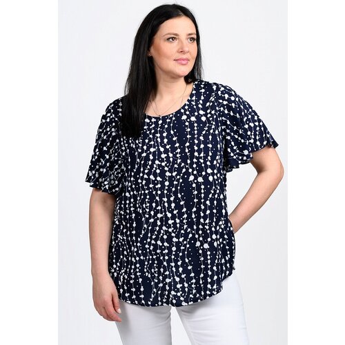 Блуза SVESTA, размер 56, синий модные блузки женские топы и блузки средней длины летняя свободная блузка с коротким рукавом женская блузка женские рубашки приблизит