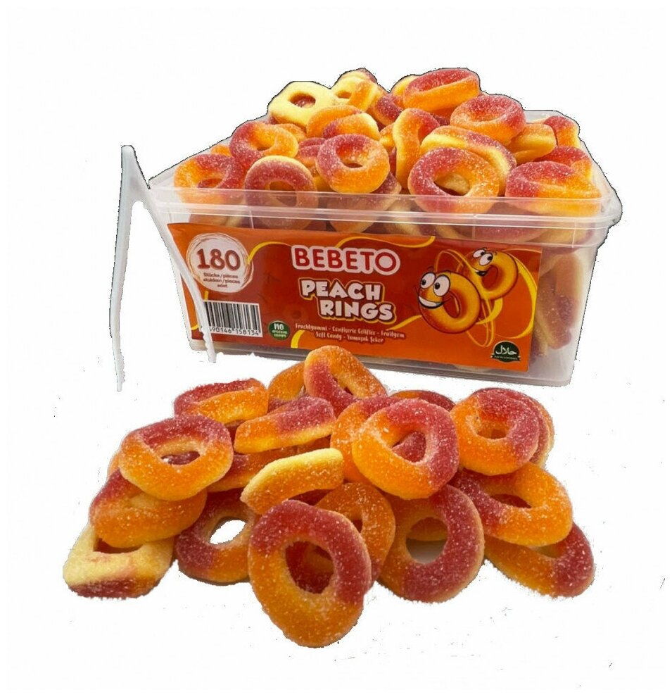 Мармелад жевательный Bebeto Peach персиковые кольца 1080гр