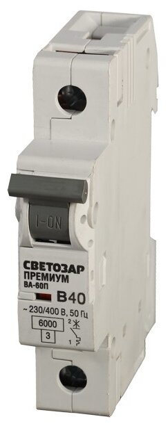 Автоматический выключатель СВЕТОЗАР Премиум ВА-60П 1P (B) 6kA