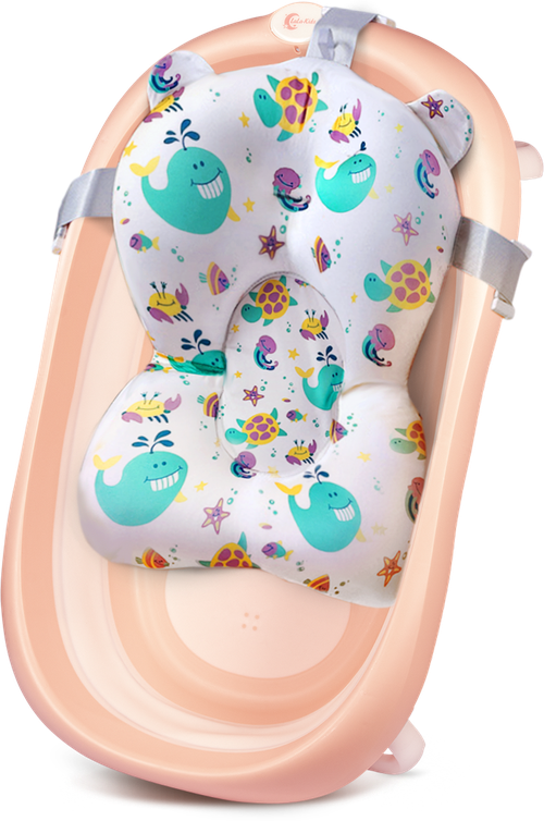 Комплект для купания новорожденных LaLa-Kids, матрасик-горка для купания, ванночка мятный