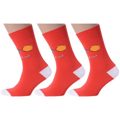 фото Комплект из 3 пар мужских носков moscowsocksclub nm-145, красные, размер 29 (44-46)