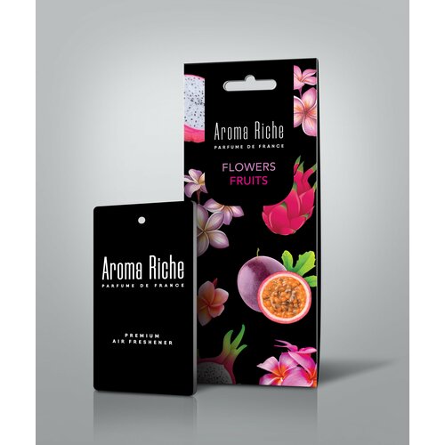 Ароматизатор для автомобиля AROMA RICHE картонный - FLOWERS-FRUITS (цветы И фрукты), ароматизатор воздуха для дома и офиса, автопарфюм, освежитель, подвесной, пахучка, подарок