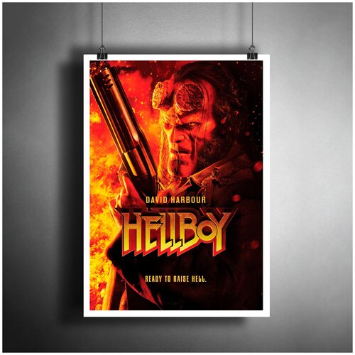 Постер плакат для интерьера Фильм: Хеллбой. Hellboy / Декор дома, офиса, комнаты A3 (297 x 420 мм), THE GALLERY, белый  - Купить