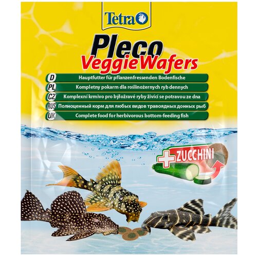 TetraPleco Veggie Wafers корм-пластинки с добавлением цуккини для донных рыб 15 г