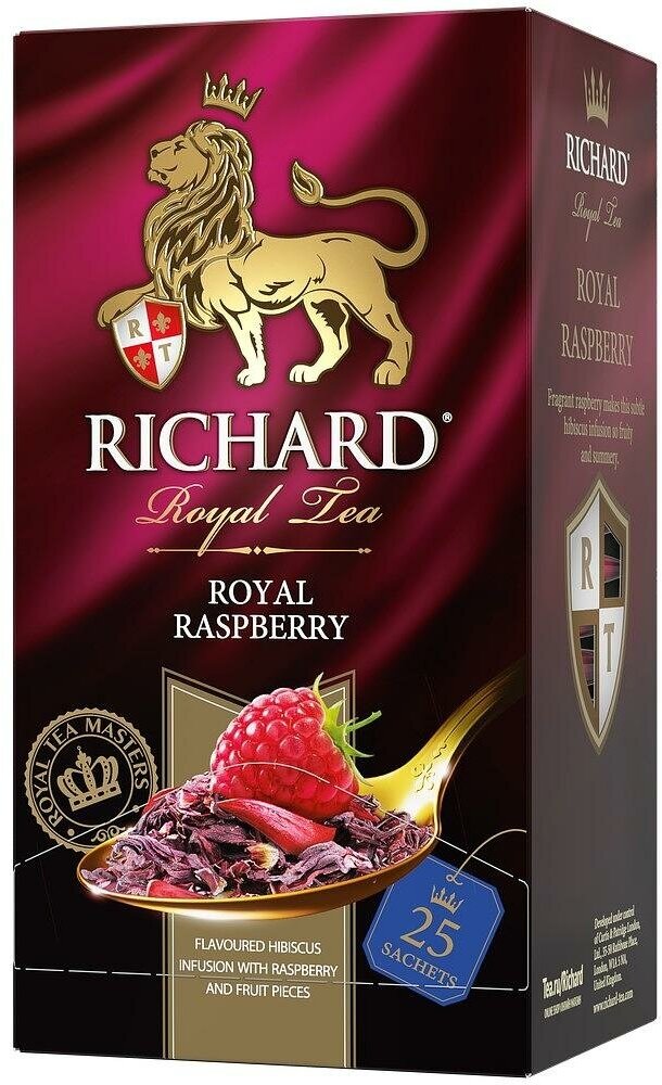 Упаковка 12 штук Чай Richard Royal Raspberry (1,5г х 25)(300 пакетиков с ярл. в конверте)