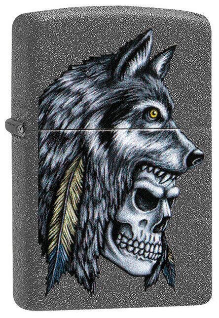 Зажигалка ZIPPO Wolf Skull Iron Stone - фотография № 1