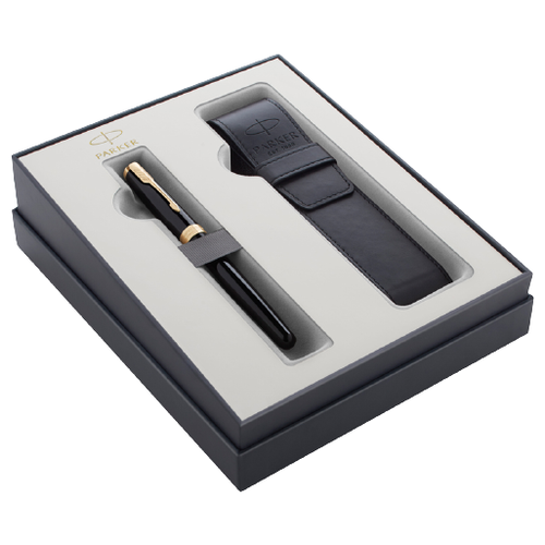 PARKER перьевая ручка Sonnet F530 с чехлом в подарочной упаковке, M, 2121710, черный цвет чернил, 1 шт. ручка перьевая pelikan office style pl903054 черный белый m