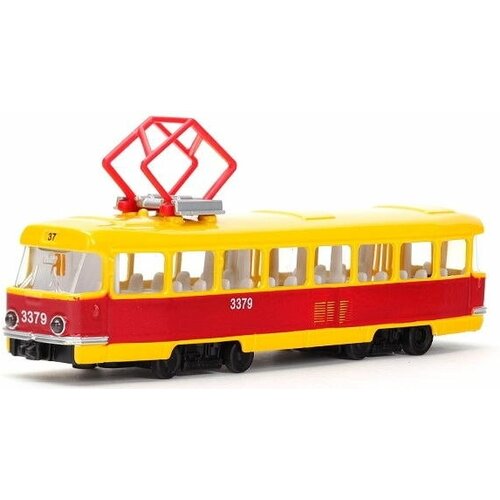 Модель Трамвай 18 см металлический инерционный свет звук игрушка сюжетно образная трамвай металлический инерционный ct12 463 2 спецтехника