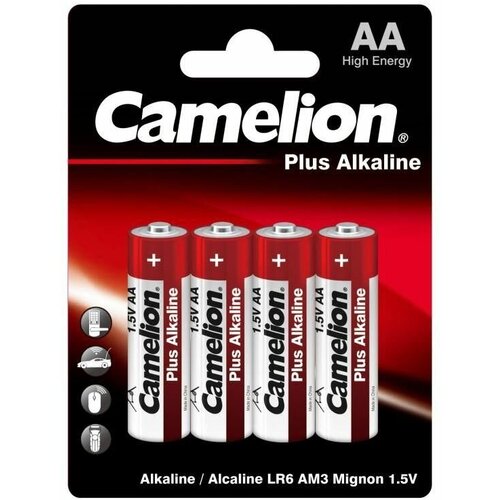 Элемент питания алкалиновый AA/LR6 1.5В Plus Alkaline LR6-BP4 (блист.4шт) Camelion 7370 батарейка алкалиновая camelion plus alkaline aa lr6 24box lr6 pb24 1 5в набор 24 шт 2749856