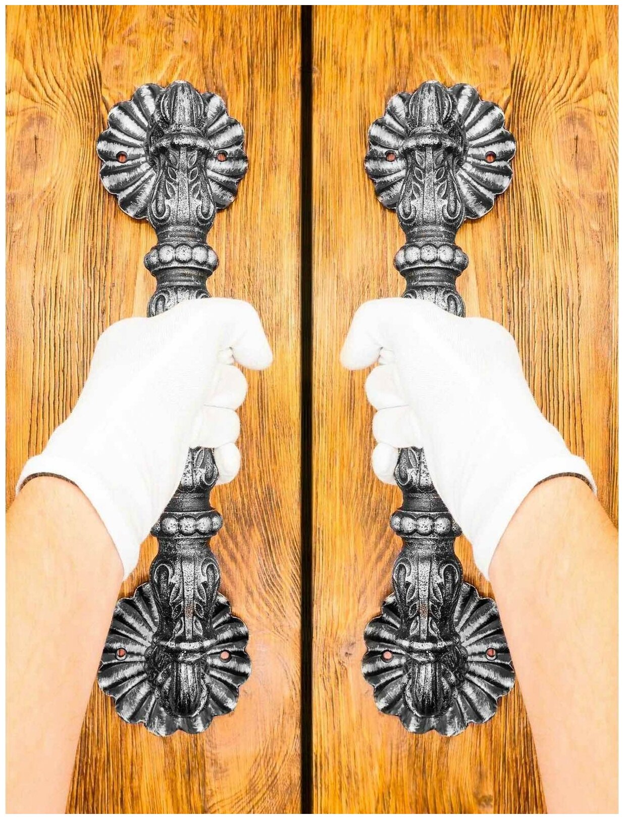 Ручка-скоба кованая "Парадная" (серебряный)/ручка дверная для входной двери/ручка кованая на калитку - фотография № 6