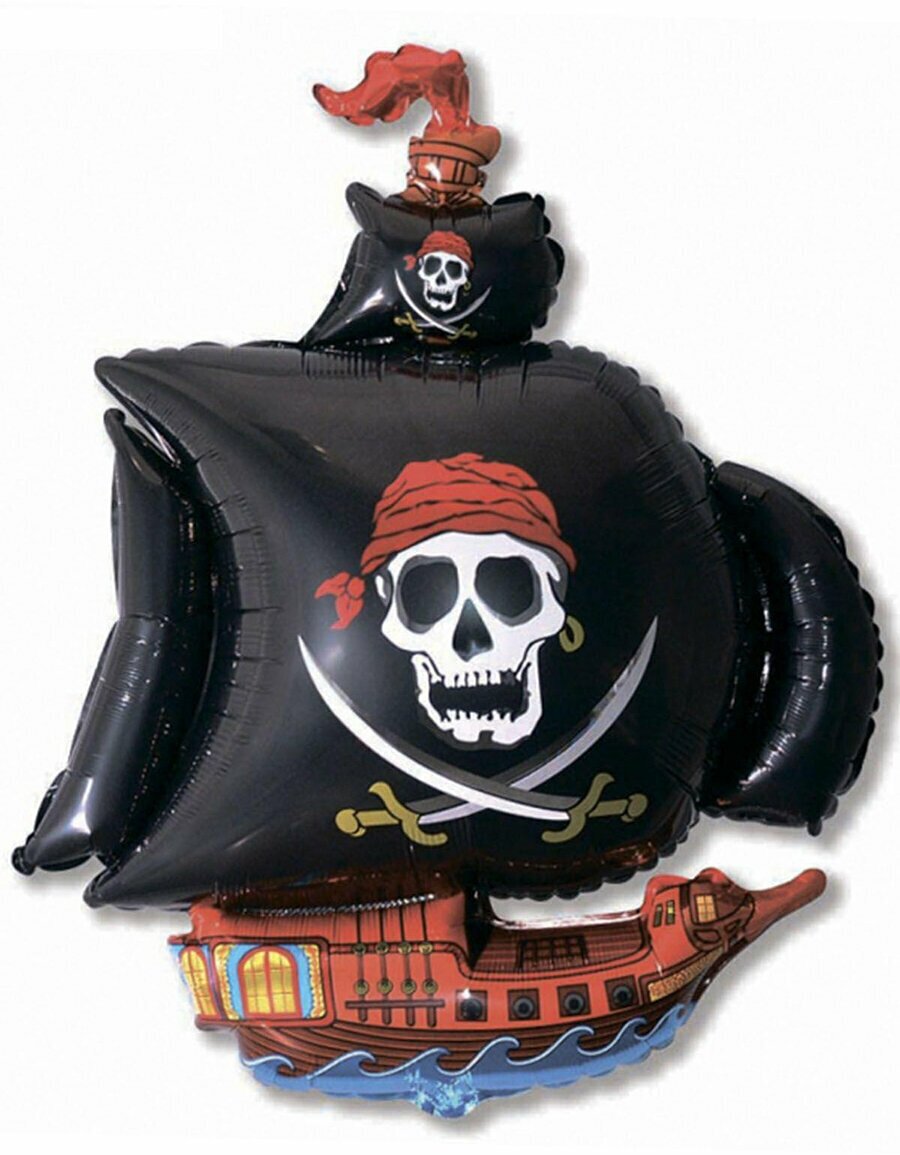 Воздушный шар Пиратский корабль, черные паруса, 102 см