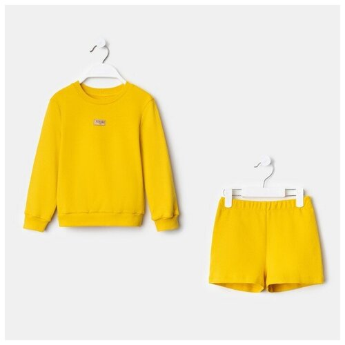фото Комплект одежды minaku, свитшот и шорты, повседневный стиль, размер 122, желтый