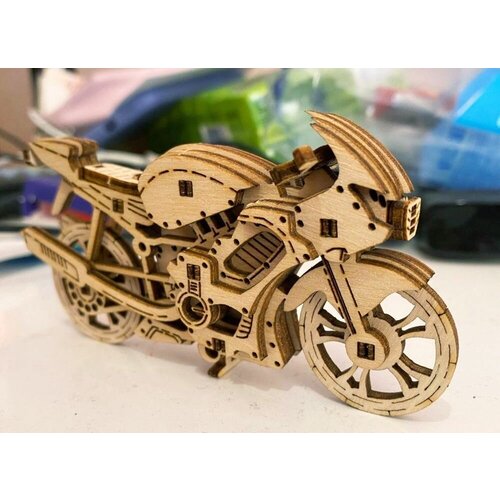 фото Сборная модель "мотоцикл лекс", конструктор деревянный lemmo