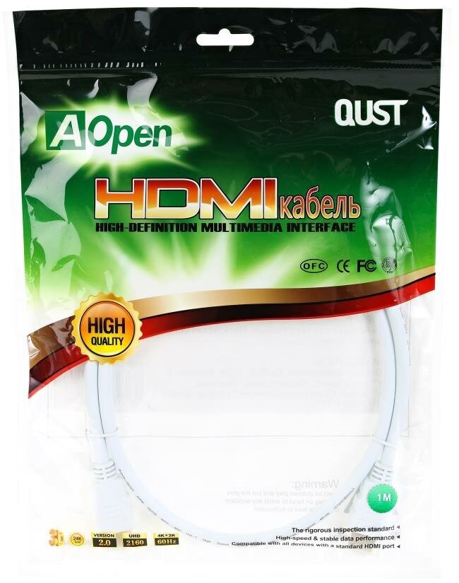 Кабель а/в AOPEN 1m м HDMI-HDMI 2.0 ACG711W-1M