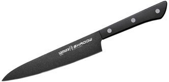 SH-0023/16 Нож кухонный "Samura SHADOW" универсальный с покрытием Black- coating 150 мм, AUS-8,