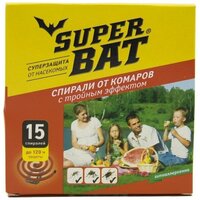 Спирали от комаров "SuperBat", тройной эффект, 15 шт