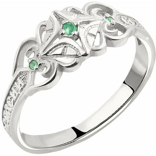 фото Кольцо corde кольцо "спаси и сохрани" с натуральными изумрудами. к43-017и_15,5 серебро, 925 проба, родирование, изумруд, размер 15.5, серебряный, зеленый